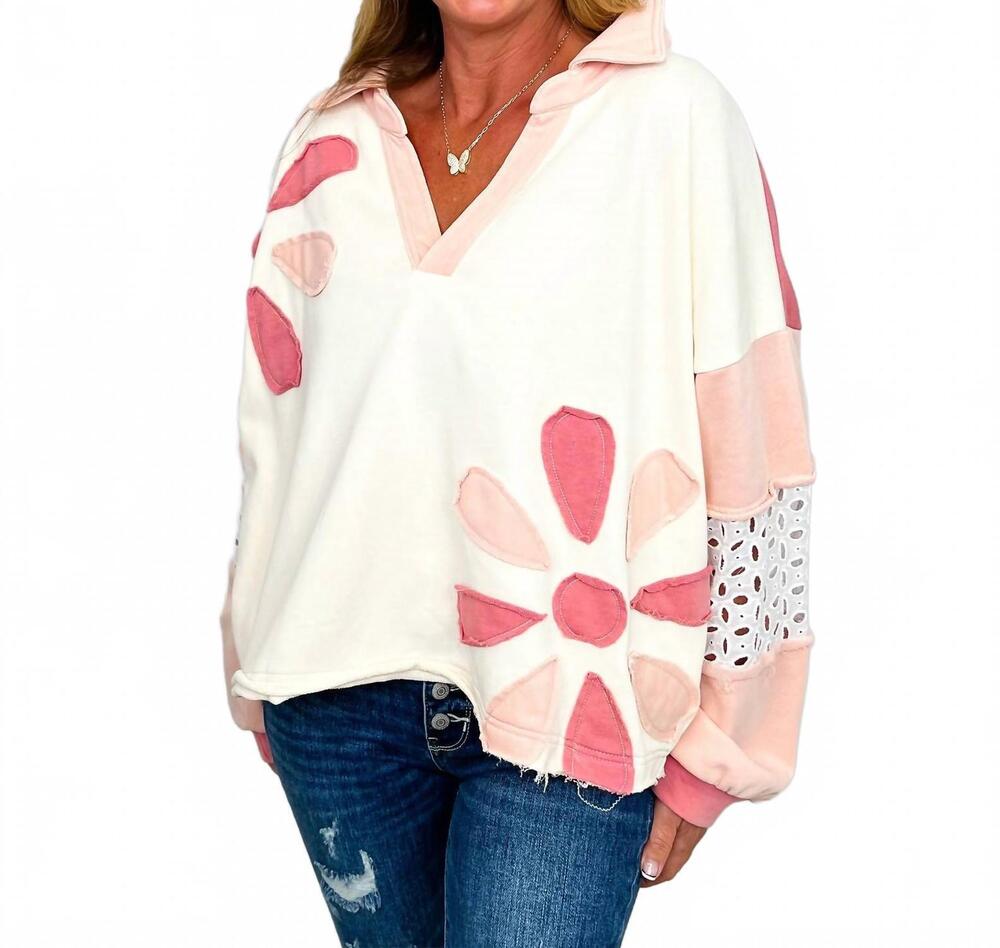 NEW OLI & HALI long sleeve mom cropped top in cream